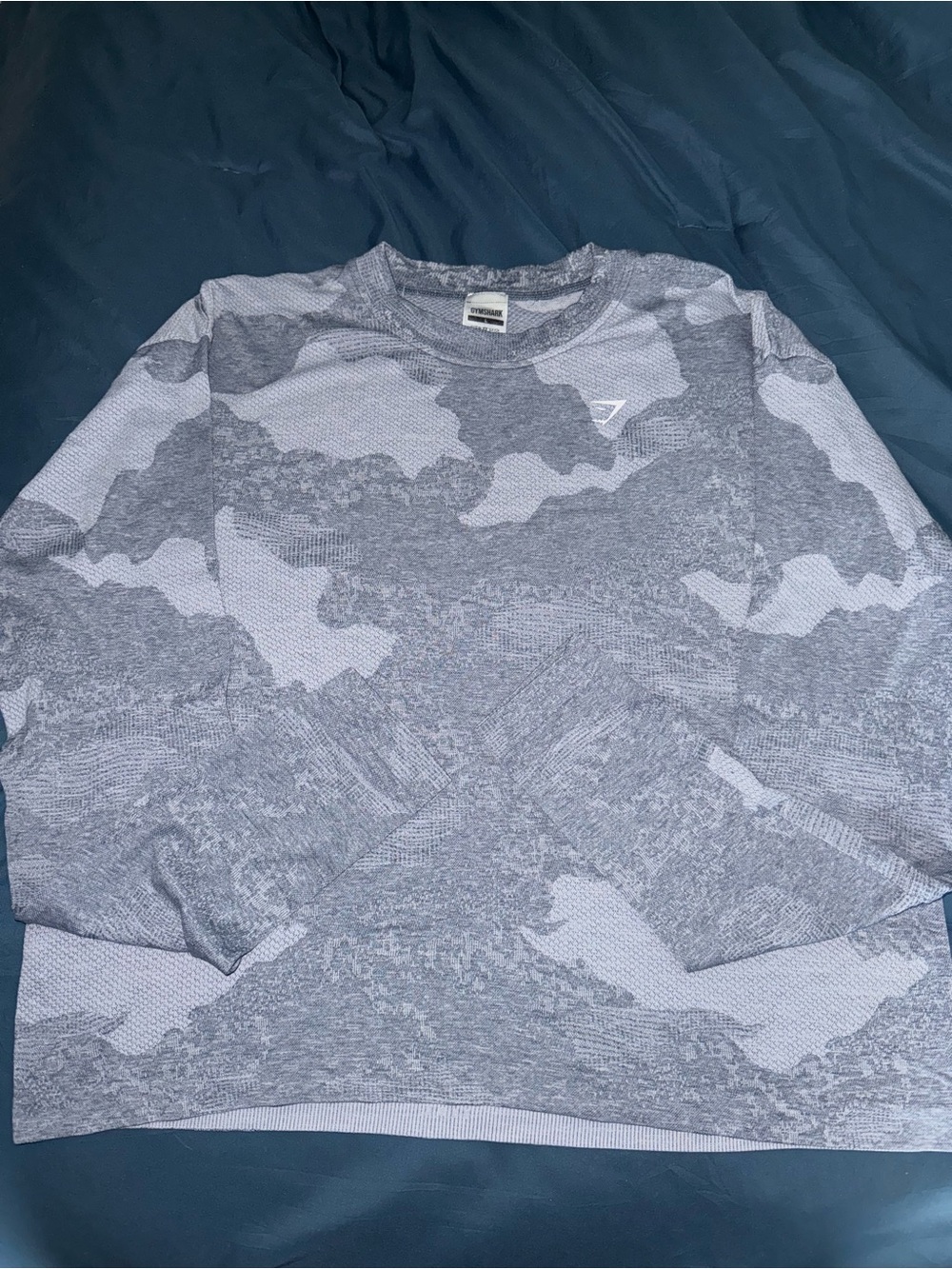Gymshark Women’s Blue Gray Camouflage Crewneck Long Sleeve